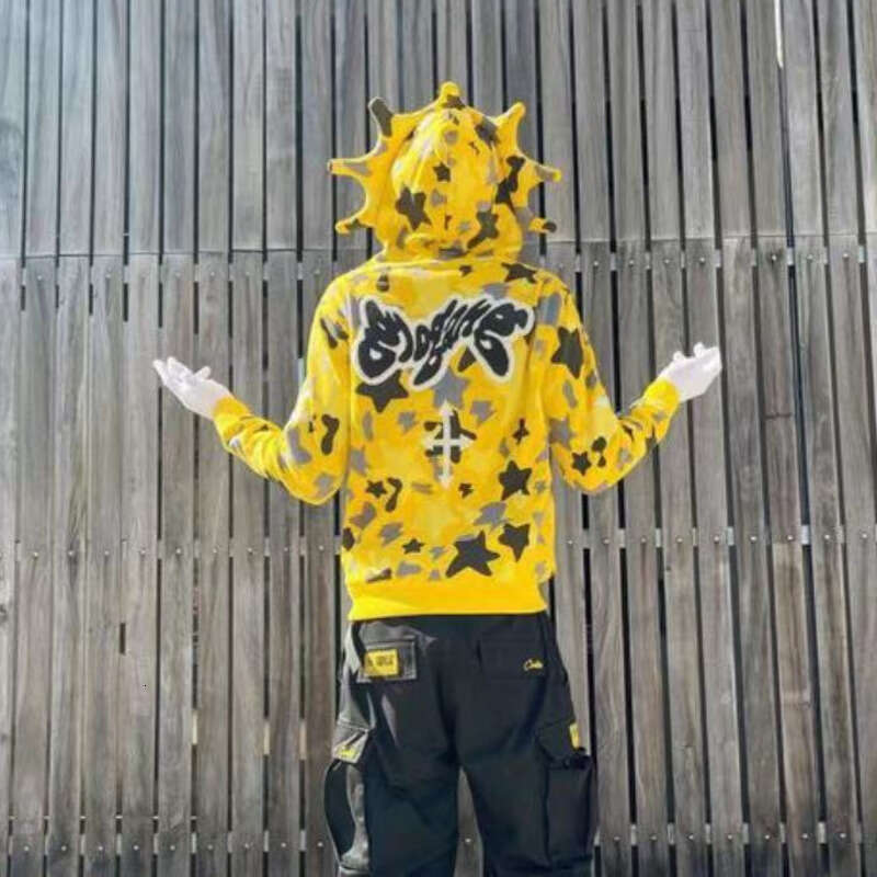 Y2k Up Hoodie Printed Graphic Hip Hop Full Zip Hoodies High Street Fashion Brand Hooded Coat Haruku Streetwear Sweatshirts