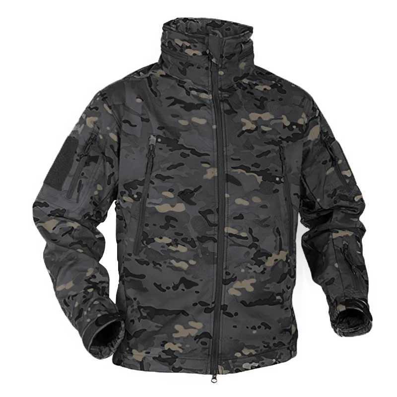 Tactical hoodie Winter Fleece Jacket Men Soft Shell Tactical Waterproof Camo Coat Airsoft Hunting Clothes Windbreakers Men Clothing M240918