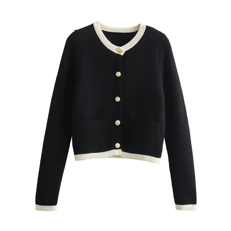 Laxsesu Knitted Womens Open Knitted Sweater Fashion Pocket Long Sleeve Sweater Autumn Single Chest Elastic Womens Top Coat 240914