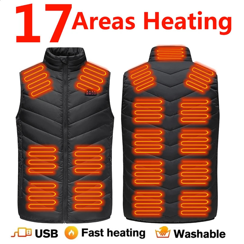 17139 Areas Usb Heated Jacket Men Women Electric Heated Vest Heating Vest Heated Bodywarmer Usb Inner Heat Vest Veste 240913
