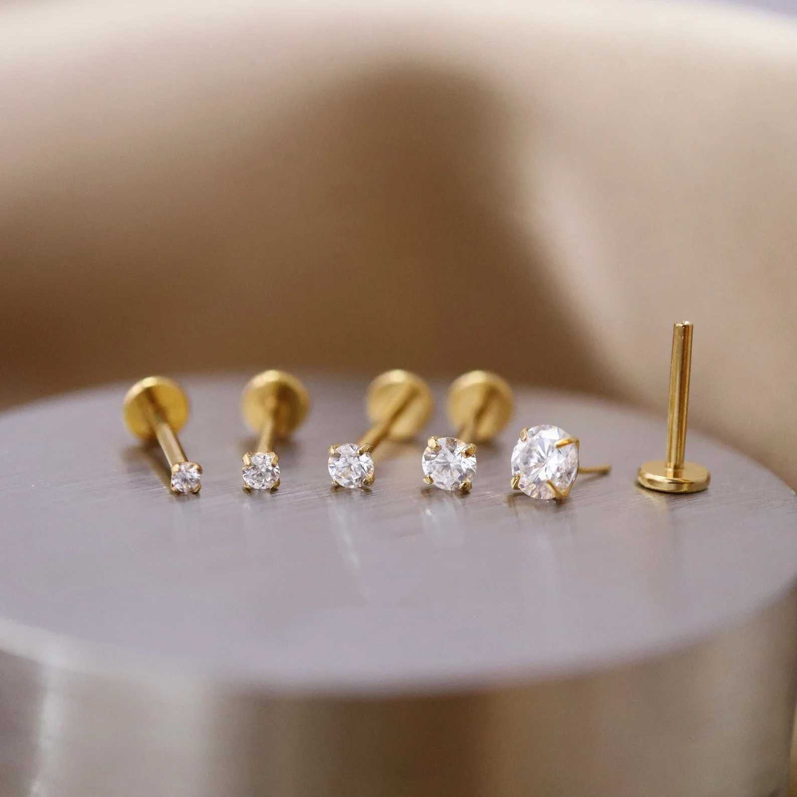 2/6PCS Stainless Steel Eearring Nose Stud Cartilage Piercing Jewelry Helix Tragus Lip Flat Back Tiny Earrings for Women 18GX240918