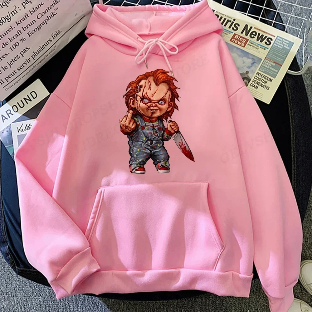 Men Fashion Hoodie Japanese Y2k Fleece Sweatshirt Pullovers Halloween Sweatshirts Mens Clothing Horror Chucky Hoodies 240910