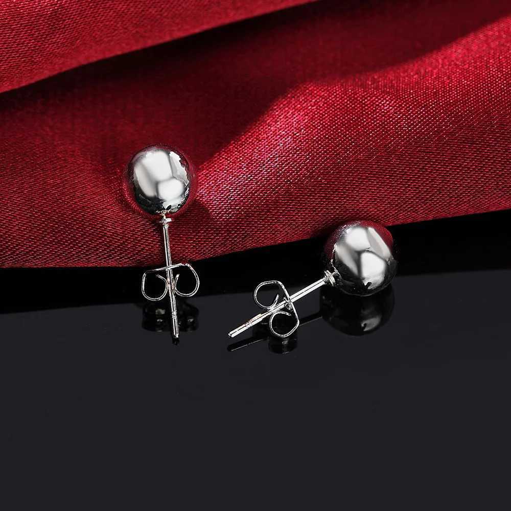 925 sterling silver classic 8mm 10MM bead stud earrings suitable for womens fashionable Christmas gift street full matching party jewelry W240918