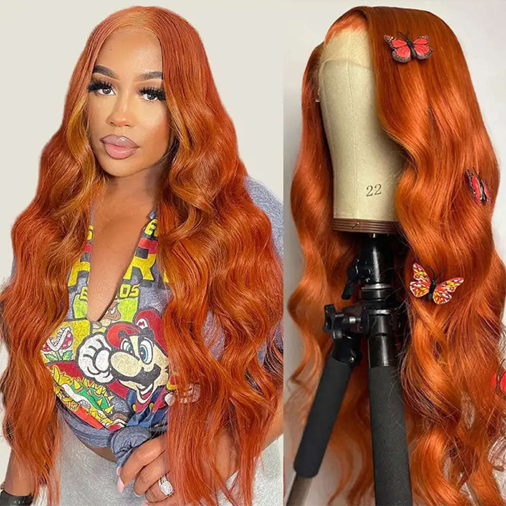 350 Body Wave 13X5 Frontal 200% Ginger Orange Brazilian 13X4 Lace Front Human Hair Wigs For Black Women