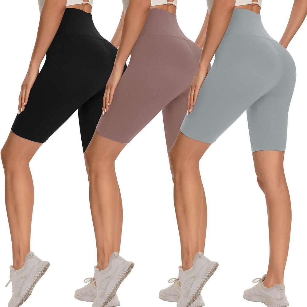 Hot selling yoga shorts for foreign trade, women's nude yoga fitness pants, high elasticity, tight fitting, abdominal and hip lifting cycling pan