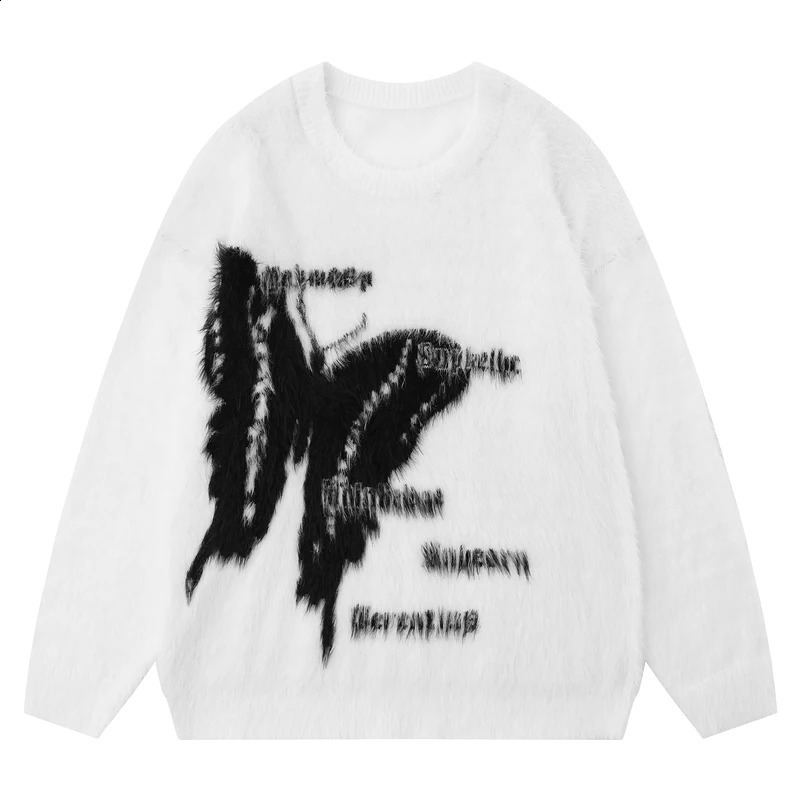 Mohair Spider Sweater Men Knitwear Womens Winter Ugly Sweater Butterfly Pullovers Male Jumpers Harajuku Y2k Vintage Knit 240912