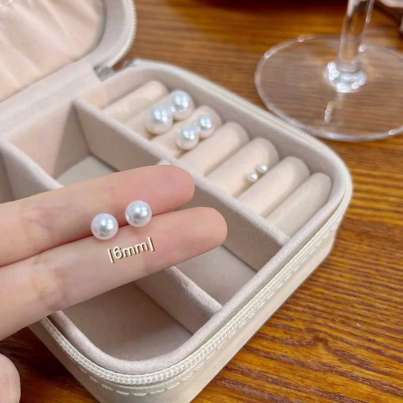 White Round Imitation Pearl Stud Earring for Women Elegant Romantic Temperament Brincos Ear Jewelry Accessories Wedding GiftX241023