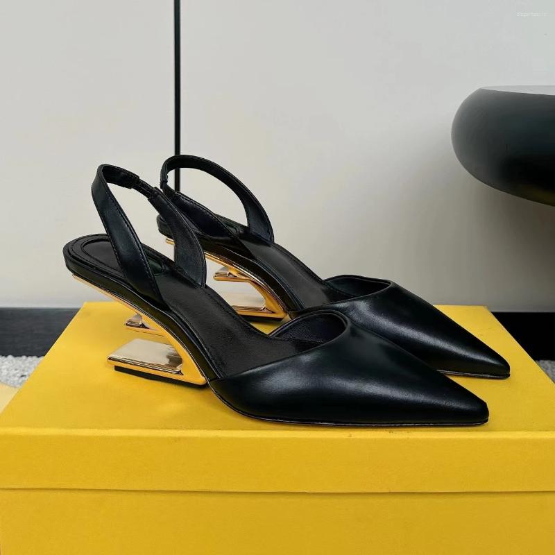 2025 S Fashion Designer Sandals Rome Genuine Leather Pointed Toe Strange Style Woman Office Lady Pumps Dress Shoes Free Shipping Gladiator Atos Sandal