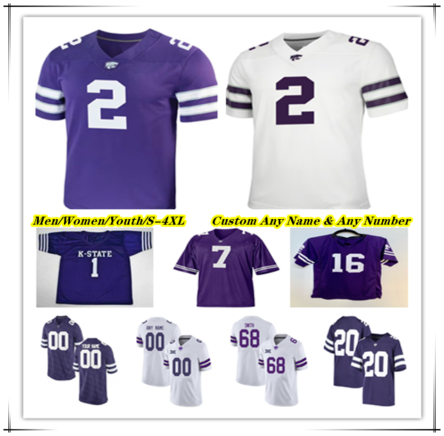 Kansas State KSU College Football Jersey Avery Johnson DJ Giddens Dylan Edwards Jayce Brown Brayden Loftin Keagan Johnson Austin Romaine Keenan Garber Parrish 4XL