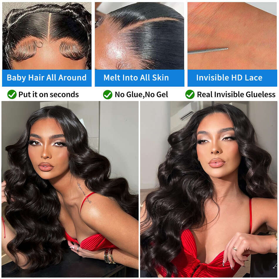 Xcurly 250% HD Transparent 13X6 Body Wave Front Human Hair Brazilian Remy 30 40 Inch 13X4 Lace Frontal Wigs For Women