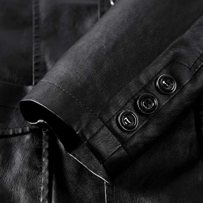 TPJB New Spring Autumn Fashion Jackets Mens Lapel Leather Dress Suit Coats Male Business Casual Pu Blazers Jacket W251023