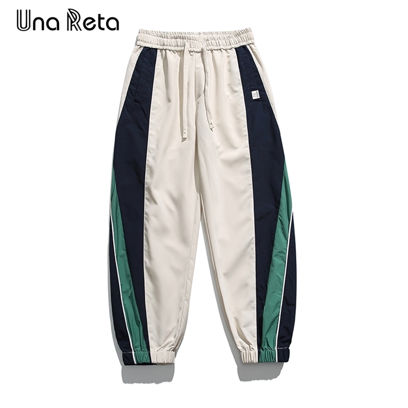 Una Reta Man Pants Harajuku Hip Hop Color Stitching Pants Men Sweatpants Fashion Elastic Waistline Sweatpants Couple Trousers 240911
