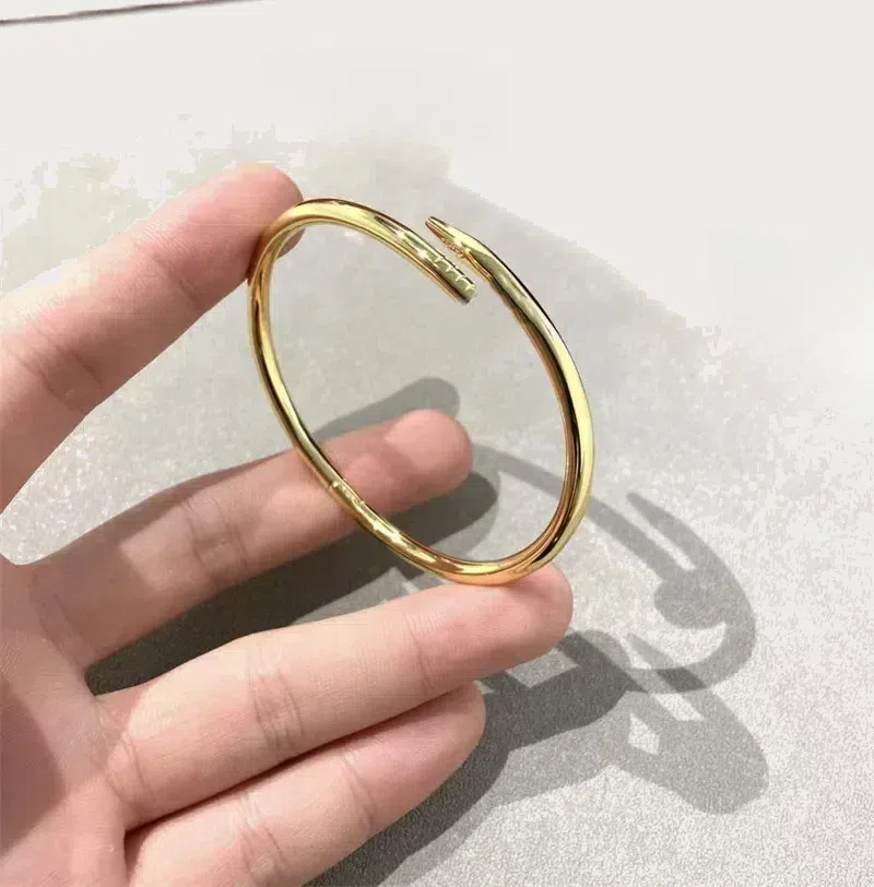 Designer Diamond Bangle for Women Mens Stainless Steel Plated Gold Charm Bracelets Jewelry Size 17-19