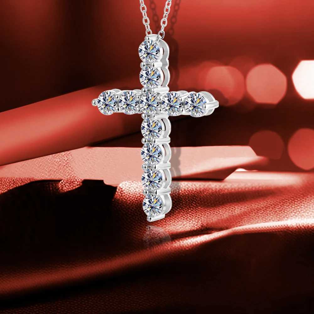 URMYLADY All Mo Silica Cross Pendant Necklace Original 925 sterling silver chain plated 18k white gold fine necklace W240918