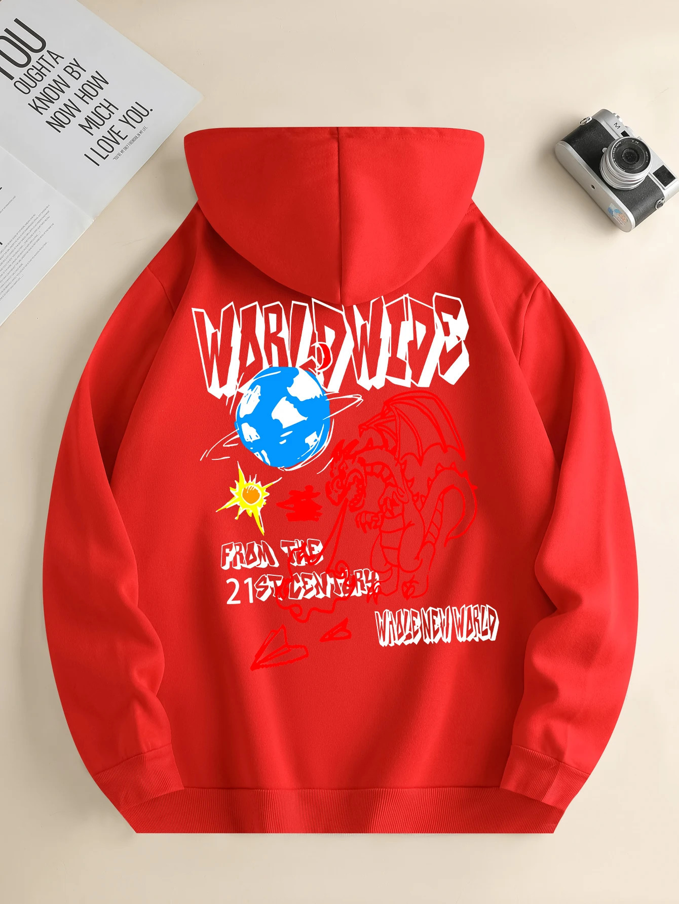 Mens fashion hoodie casual daily drawstring hooded sweatshirt dinosaur print front kangaroo pocket mens jacket 240910