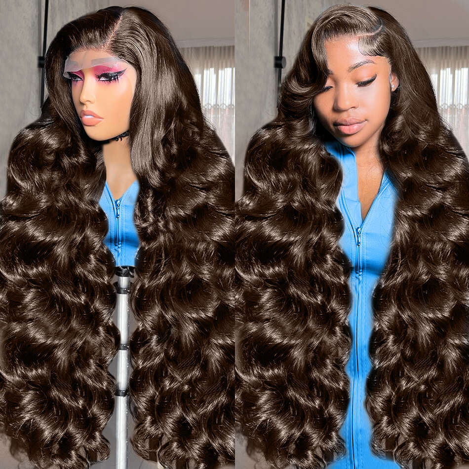 Xcurly 30 36 Inch Chocolate Brown Body Wave 13X6 HD Lace Front Human Hair Wigs 250 Density Colored 13X4 Frontal Wig For Women