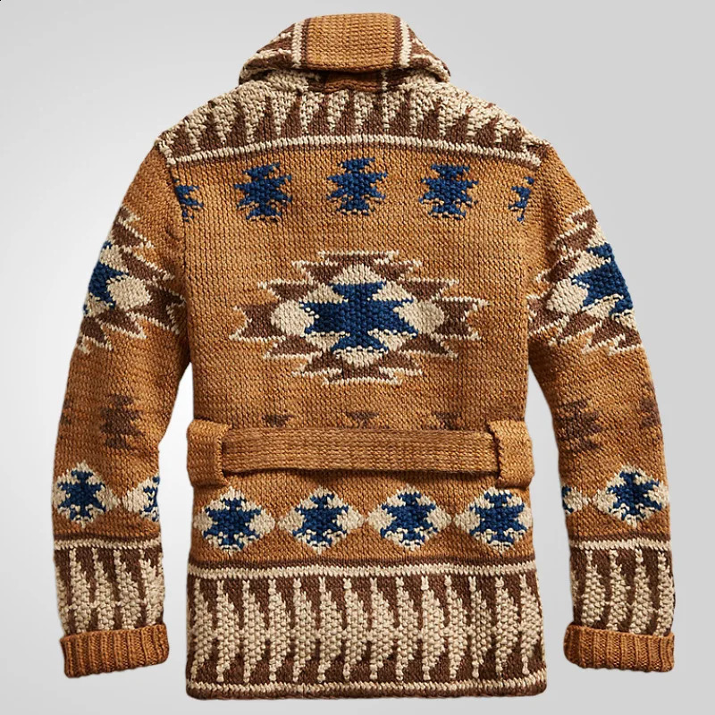 Mens Heavyduty Jacquard Sweater Autumn and Winter Thick Cardigan Casual Fashion Man Knit Jacket Clothing Top 240918