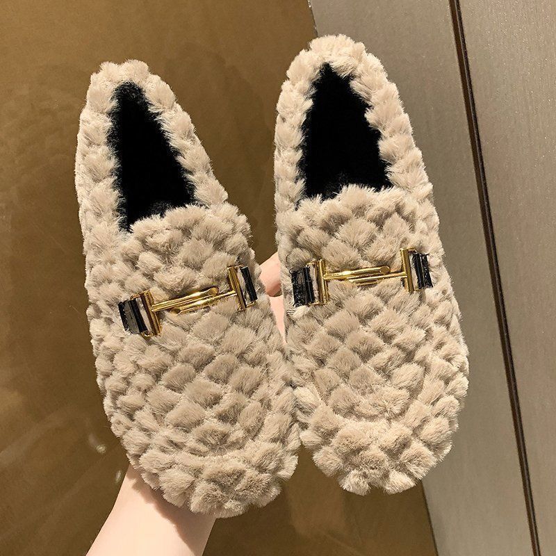 New Free Shipping designer slippers Veet Flat Cotton Fury Shoes Women's Autumn hot and Winter Outerwear Size 36-40