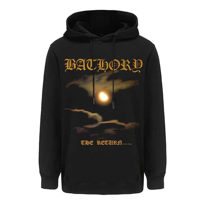 Black Heavy Metal Band Bathory Hoody Tops Mens Hoodies Hooded Y2k Vintage Hip Hop Streetwear Hoodie Oversized Zip-up Hoody CoatsX240918