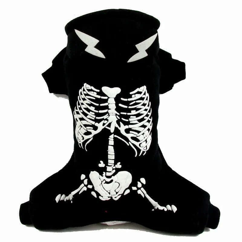 Halloween Pet Electric New Funny Dragon One-Piece Quadruped Printed Skull Glow-In-The-Dark Skeleton Dog Costume