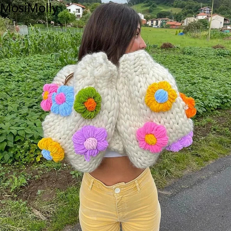 Mosimolly Handmade Wer Sweater Cardigan Women Jumper Knitting Coats Outerwear 2021