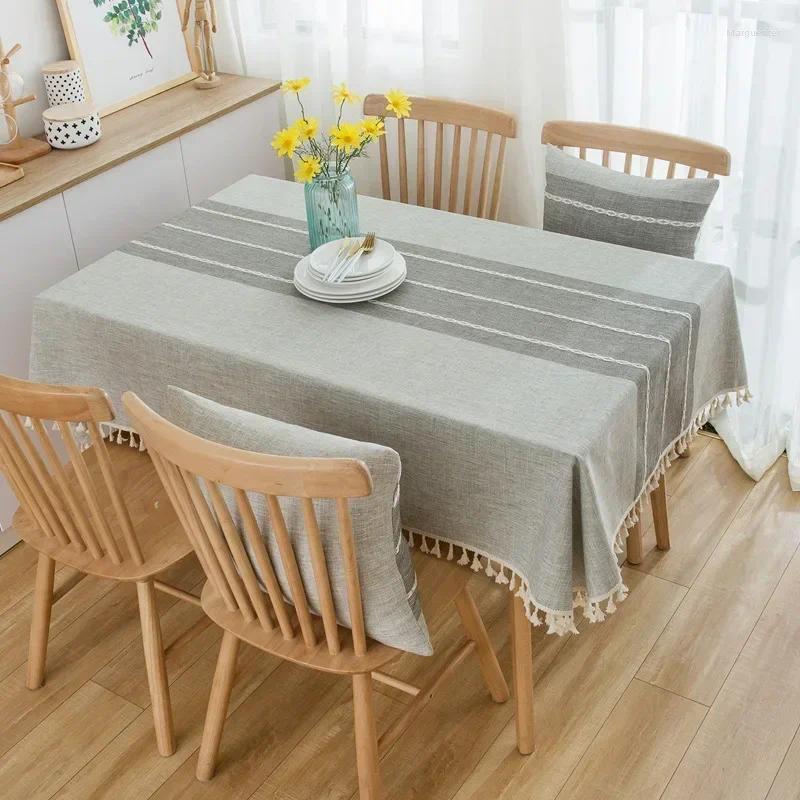 Table Cloth Cotton en Tablecloths Wrinkle Free Anti-Fading Tassel Rectangle Indoor & Outdoor Dining Cover