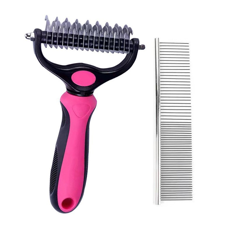 Pat Your Pet Deshedding Brush - Double-Sided Undercoat Rake for Dogs & Cats - Shedding Comb and Dematting Tool for Grooming, Extra Wide