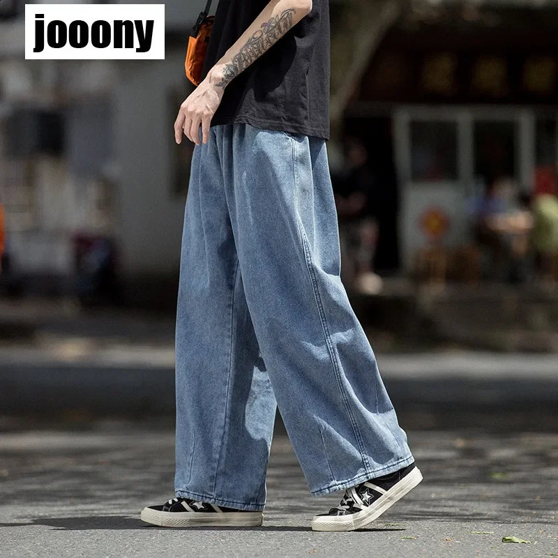 Mens Jeans Hip Hop Streetwear Skateboard Neutral Denim Trousers Men Jeans Wide Leg Denim Cargo Jean Pants Loose Straight Baggy 240914