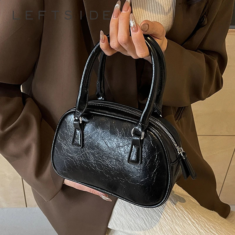 LEFTSIDE Silver Crossbody Bags for Women 2024 Korean Fashion Y2K Small Purse PU Leather Female Underarm Bag Handbags 240914