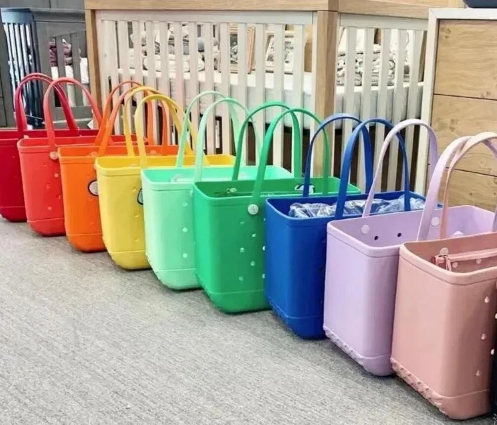 Eva Bogg Bag Summer Hole Tote Bag Large Shopping Fashion Plastic Basket Women's Storage Washable Beach Silicone Swamp Eco Jelly Candy Fashion Bag