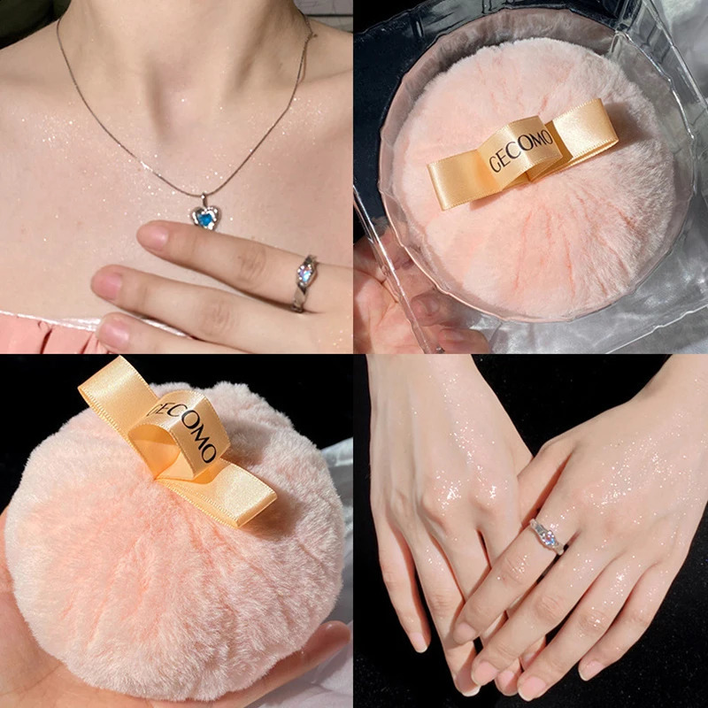 Peach Ball Highlighter Puff Powder high coverage Glitter Shimmering Face Body Foundation Sponge Ball Plush Makeup Cosmetic Tool 240914