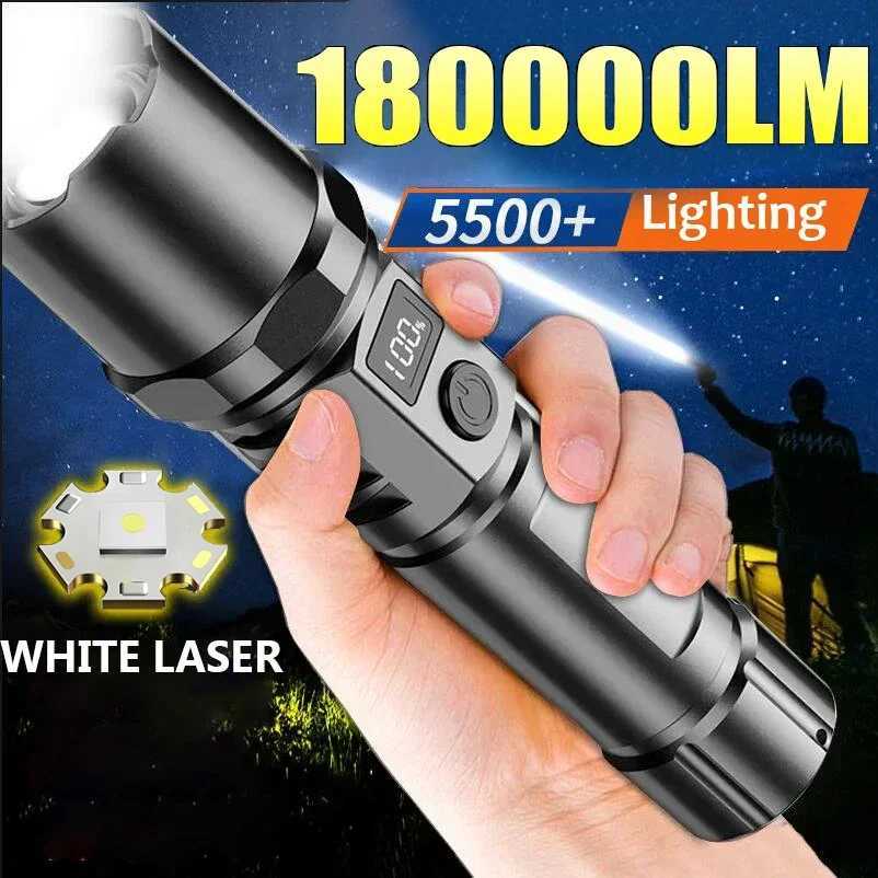 Powerful ST-35 LED flashlight battery display USB charging light telescopic zoom flashlight outdoor camping flash W240918
