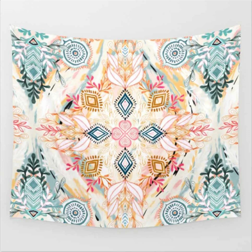 Classic Elephant Mandala Tapestry Wall Hanging Bohemian Flower Home Decoration Wall Hanging Tapestry Sofa Cover 240918