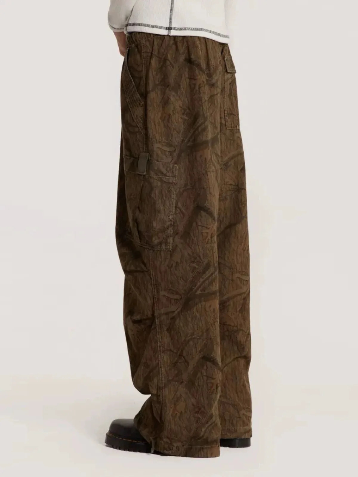 Jaded London Leaf pattern arm green cargo drawstring loose casual pants for men and women 240914
