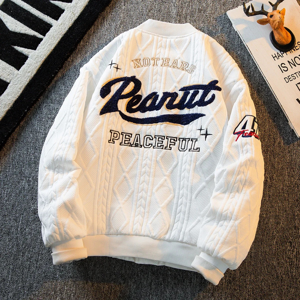 Heavy Retro American Vibe Style Baseball Jacket Men Winter Trendy Bomber Jacket Winter Wear Jackets Coats 240911