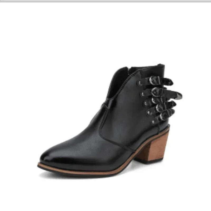Womens fashion boots waterproof short boots high heels slip on unisex ankle winter boots Plus size 43 Botas Femininas 2024 240919