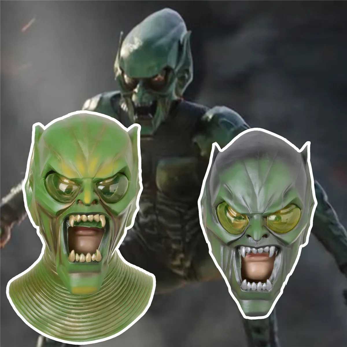 Halloween Toys Green Goblin Duivel Volgelaatsmasker Latex Maskers Halloween Cosplay Party Monster Kostuum Props Scary Demon Kids Face Maks CosL240910