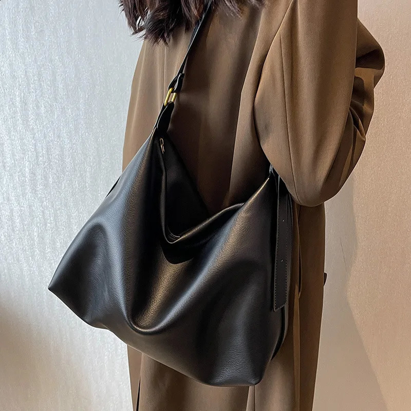 Vintage Pillow n PU Leather Boston Handbag For Women Casual Large Capacity Shoulder Crossbody Bags Fashion Shopper 240914