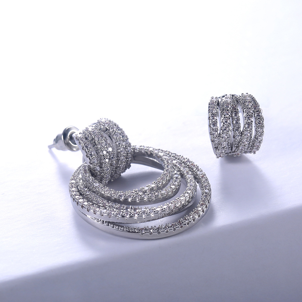 Sterg Sier Sparkg Stud Earrings - Pave Micro White Sapphire CZ Dia Circle Earring