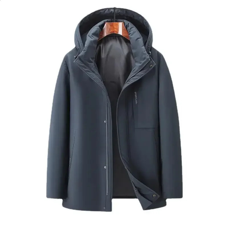 Winter Detachable Inner Tank Down Coat Mens Hooded Mid Length Plus Size Coat 240909