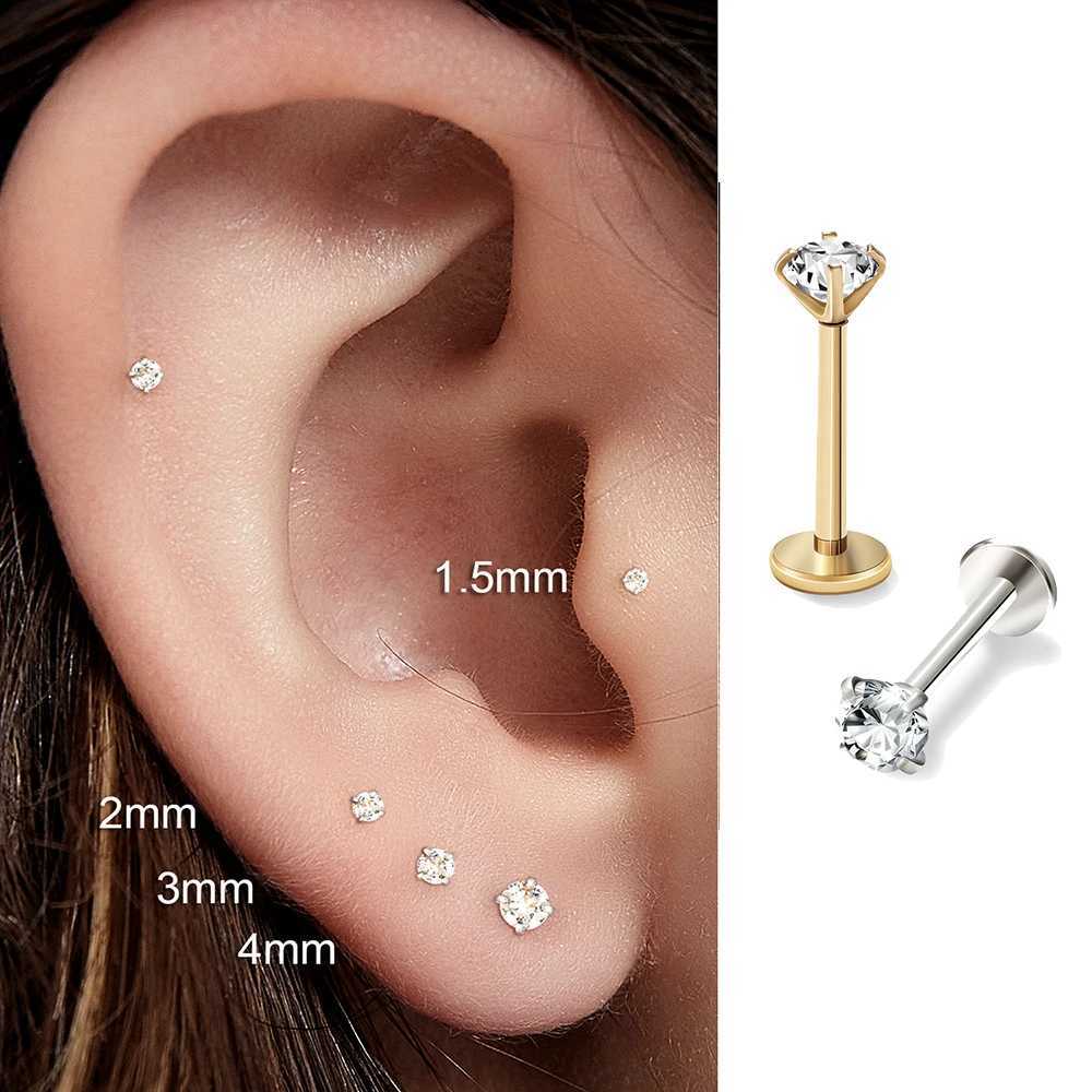 2/6PCS Stainless Steel Eearring Nose Stud Cartilage Piercing Jewelry Helix Tragus Lip Flat Back Tiny Earrings for Women 18GX240918