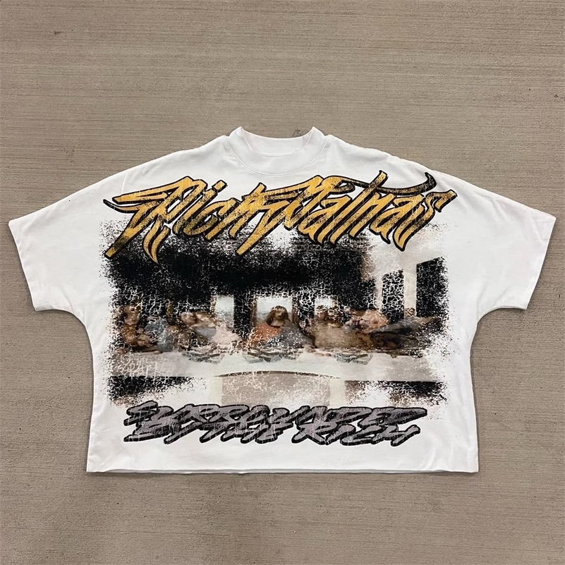 Y2K Vintage Clothing Retro Classic Graphic Printed Loose Short Sleeve Harajuku Gothic Casual Oversized Cotton T Shirt Men Women 240913