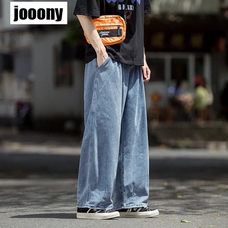 Mens Jeans Hip Hop Streetwear Skateboard Neutral Denim Trousers Men Jeans Wide Leg Denim Cargo Jean Pants Loose Straight Baggy 240914