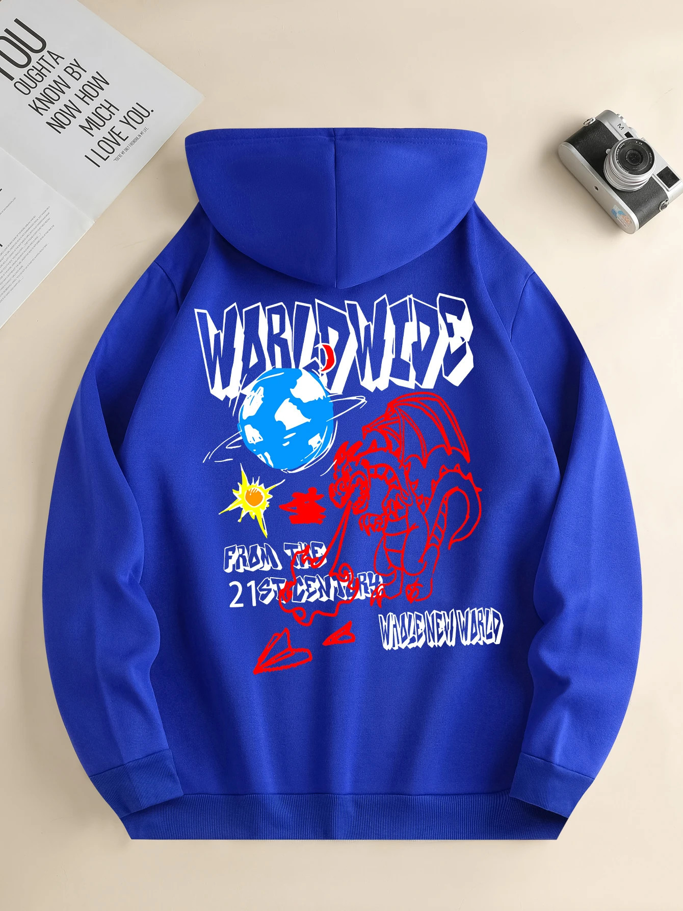 Mens fashion hoodie casual daily drawstring hooded sweatshirt dinosaur print front kangaroo pocket mens jacket 240910