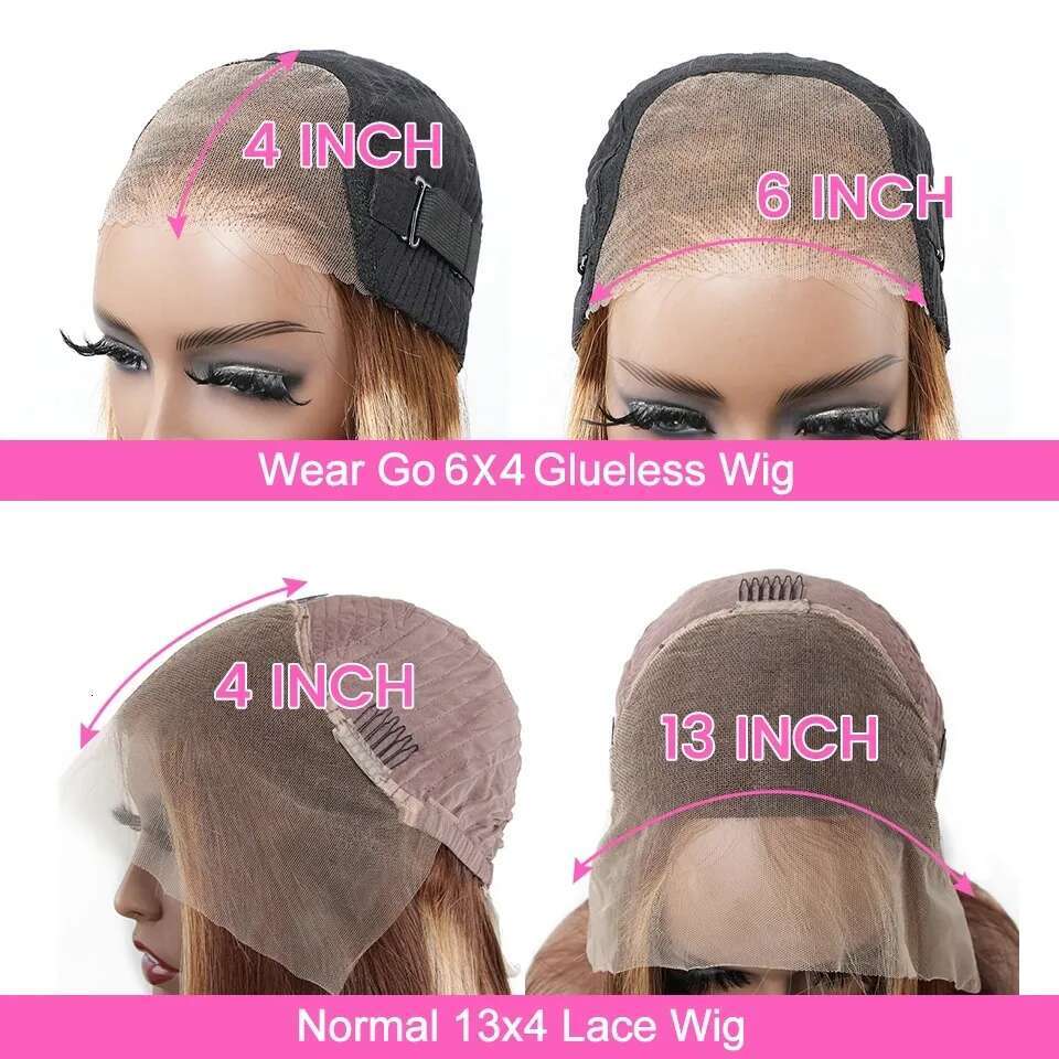 Highlight Glueless Wig Ready To Wear And Go Preplucked Brazilian Straight HD Lace Colored Human Hair Wigs For Women