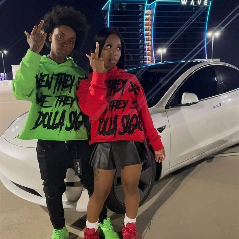 American Y2K Couple Hoodies INS Street Style Color Matching Letters Loose Sweater Hip Hop Harajuku Retro Hipster Hoodies 240911