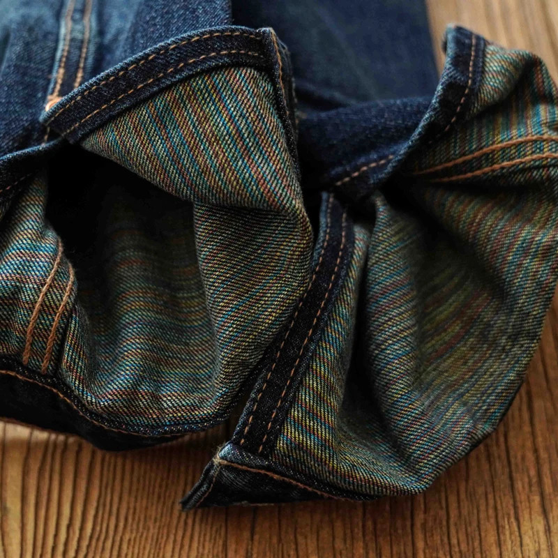 Sauce Zhan Mans Seedge Denim For Spring And Autumn Jeans Jacket Men Loose Fit Rainbow Fabric 14.5 Oz