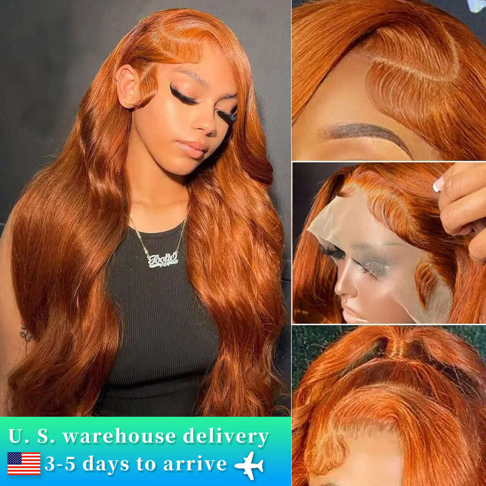 350 Body Wave 13X5 Frontal 200% Ginger Orange Brazilian 13X4 Lace Front Human Hair Wigs For Black Women
