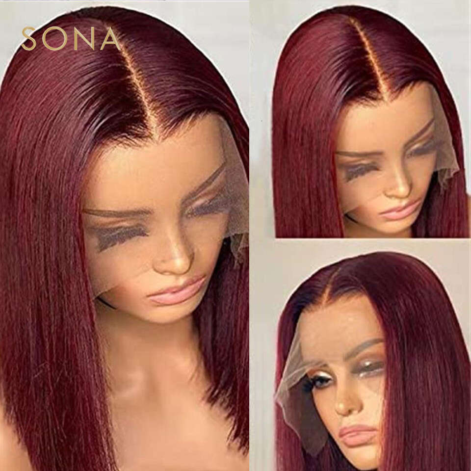 Bury 99J Human Hair 13X4 Frontal Wigs For Women Ginger Colored Lace Front Bob Wig Pre Plecked