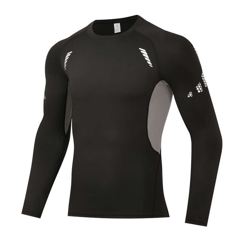 Custom fitness clothing in stock, men's basketball quick drying long sleeved running yoga training high elasticity tight fitting clothes